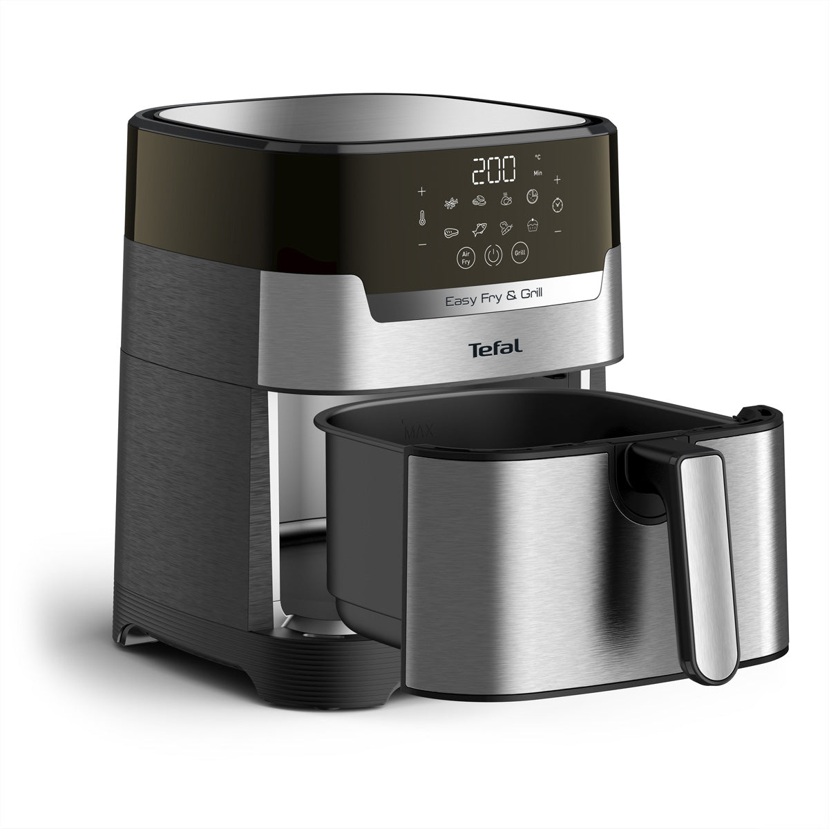 Tefal Heissluftfritteuse EY505D15 – 4,2 l, Grill- und Bratfunktion, 1550 W – Edelstahl