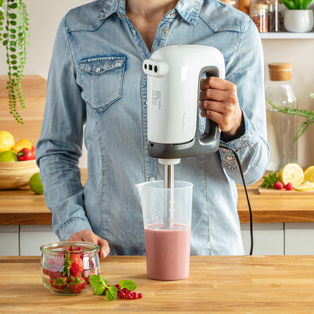 Moulinex Handmixer HM462110 – 500 W, Turbo-Funktion – Weiss