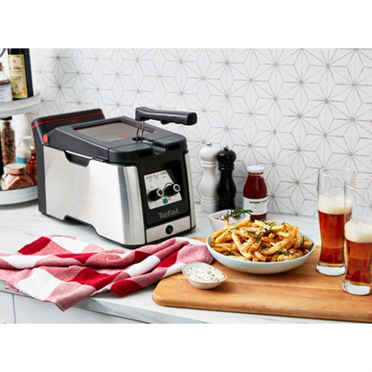 Tefal Fritteuse Clear Duo FR600DCH – 3,5 l Ölvolumen, 1,2 kg Kapazität, 30 min Timer – Schwarz/Edelstahl