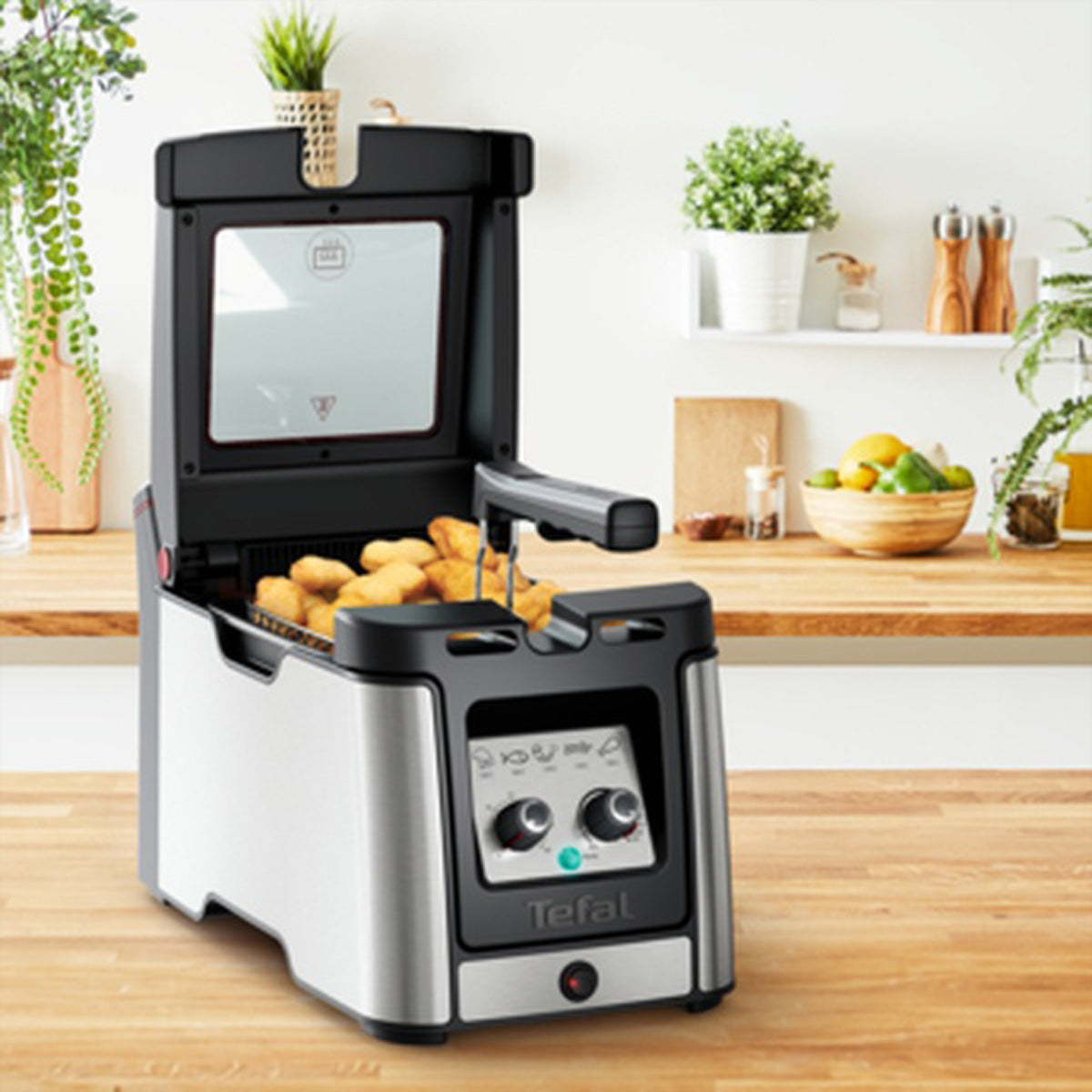 Tefal Fritteuse Clear Duo FR600DCH – 3,5 l Ölvolumen, 1,2 kg Kapazität, 30 min Timer – Schwarz/Edelstahl
