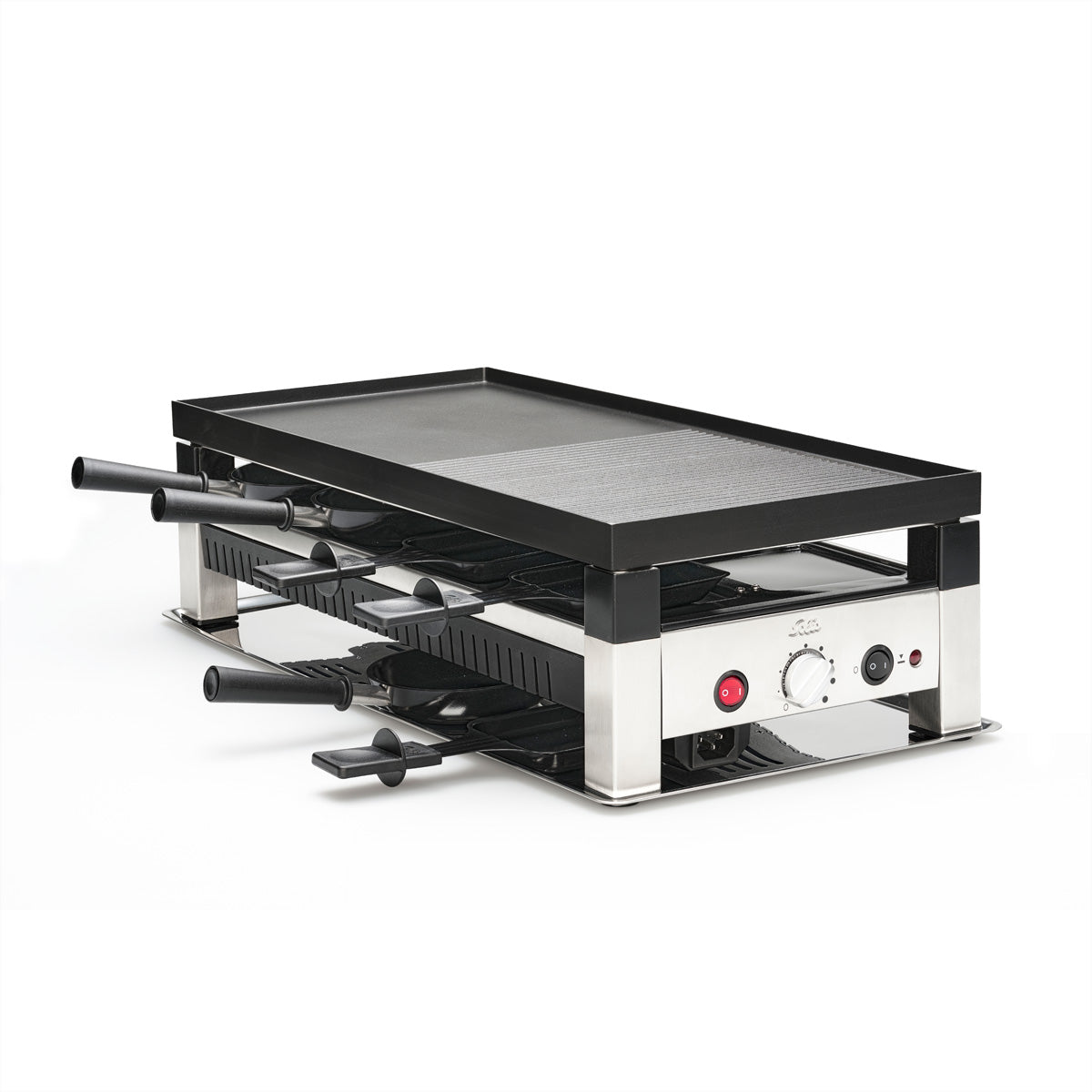 Solis Tischgrill 791 – 8 Personen, Raclette & Grill, 1400 W – Schwarz/Edelstahl
