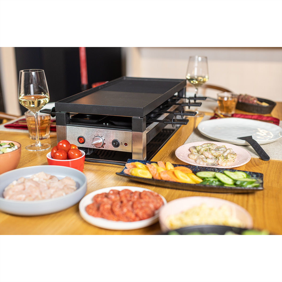 Solis Tischgrill 791 – 8 Personen, Raclette & Grill, 1400 W – Schwarz/Edelstahl