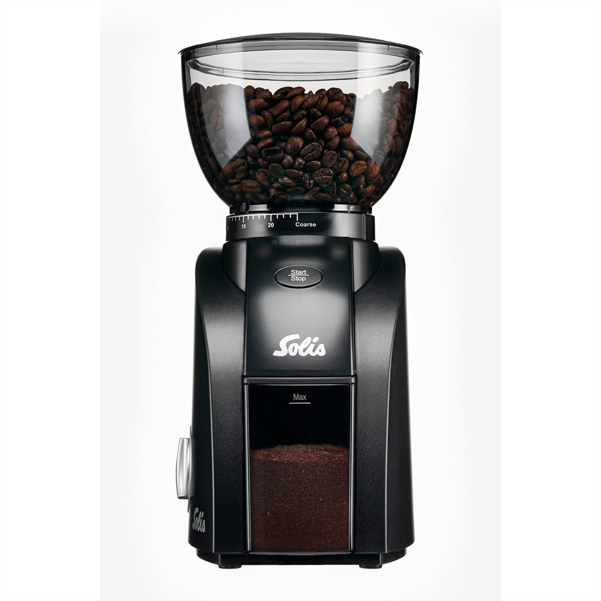 Solis Kaffeemühle 1662 – 300 g, Kegelmahlwerk, 135 W – Schwarz/Silber