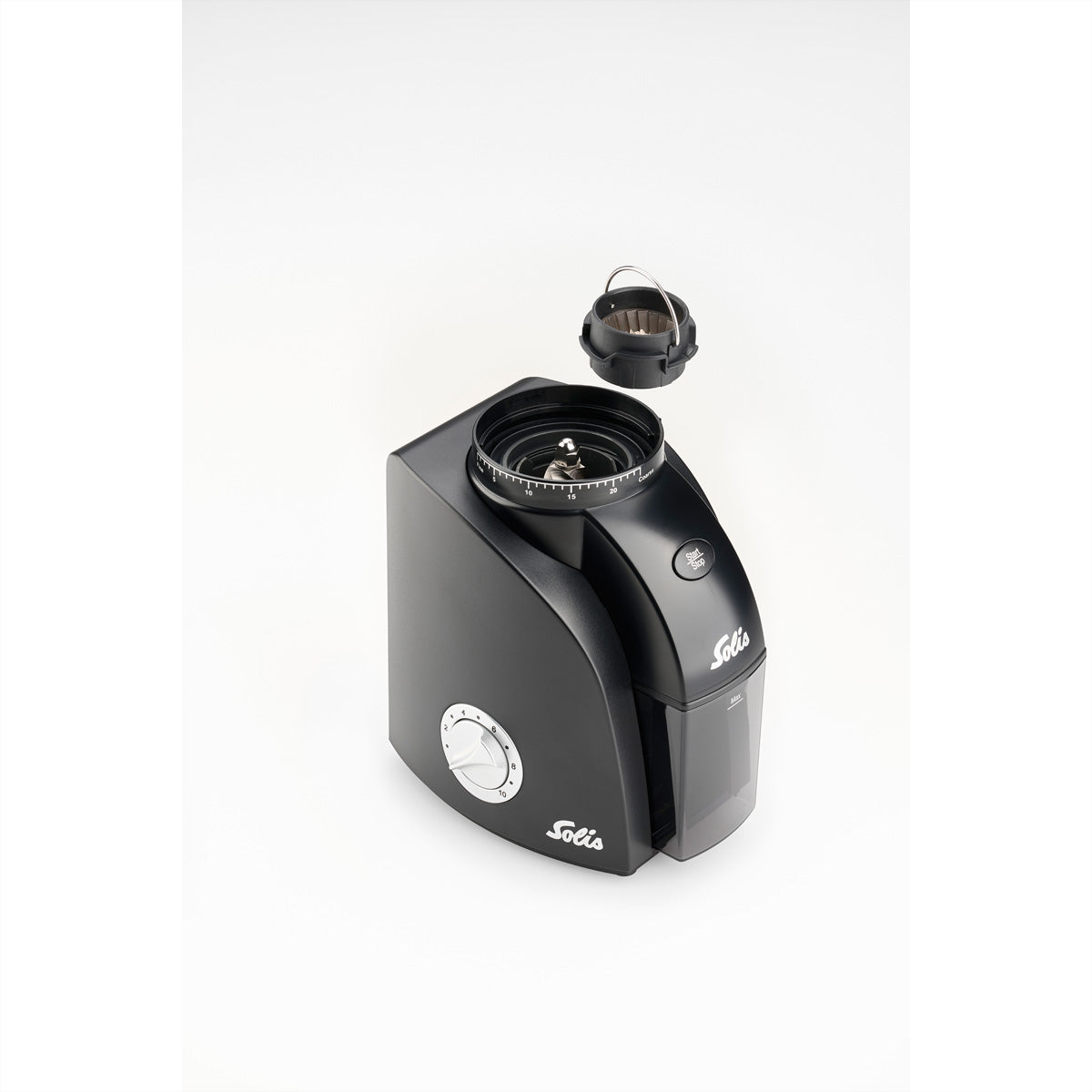 Solis Kaffeemühle 1662 – 300 g, Kegelmahlwerk, 135 W – Schwarz/Silber
