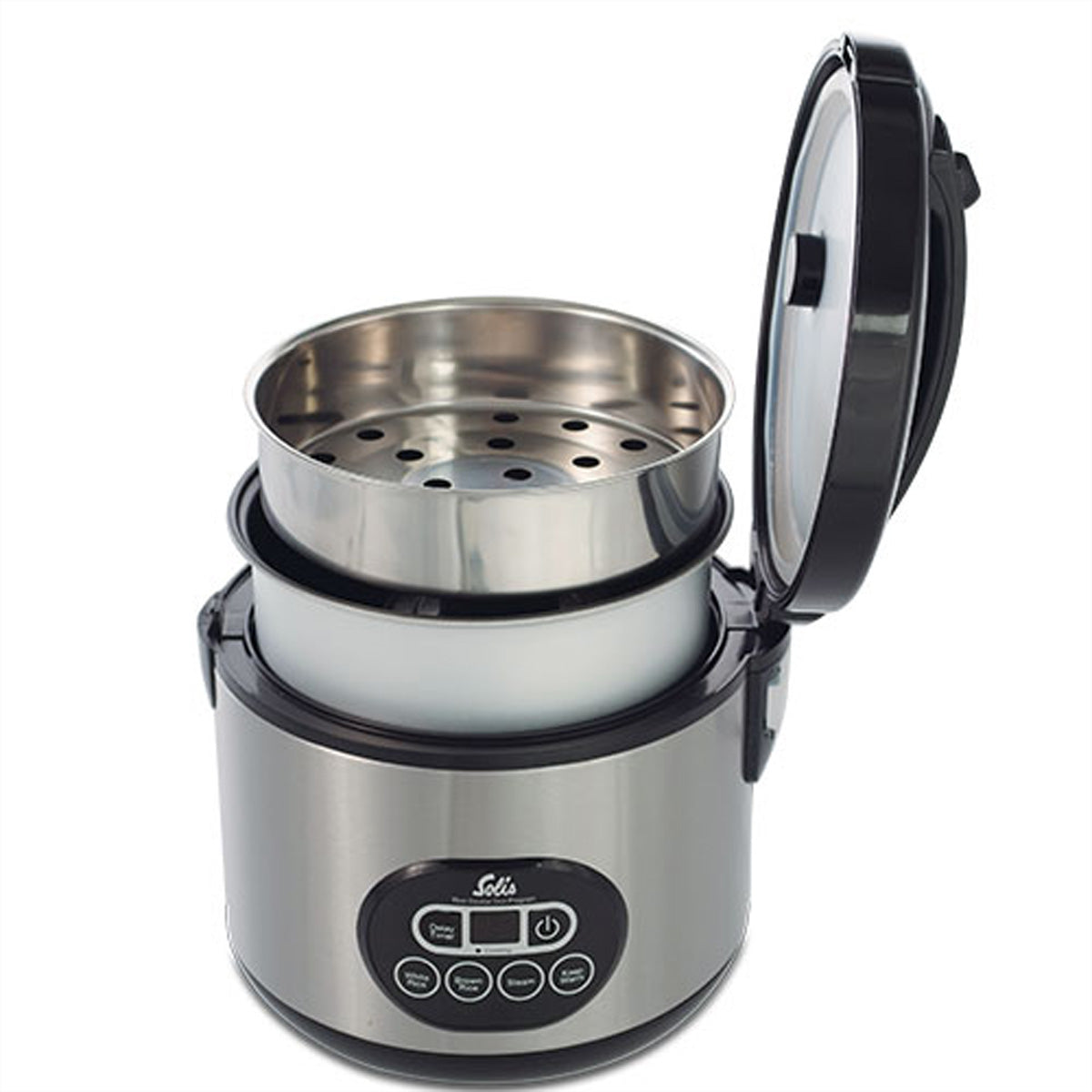 Solis Reiskocher Duo 817 – 1,2 l, 500 W – Warmhaltefunktion – Schwarz/Edelstahl