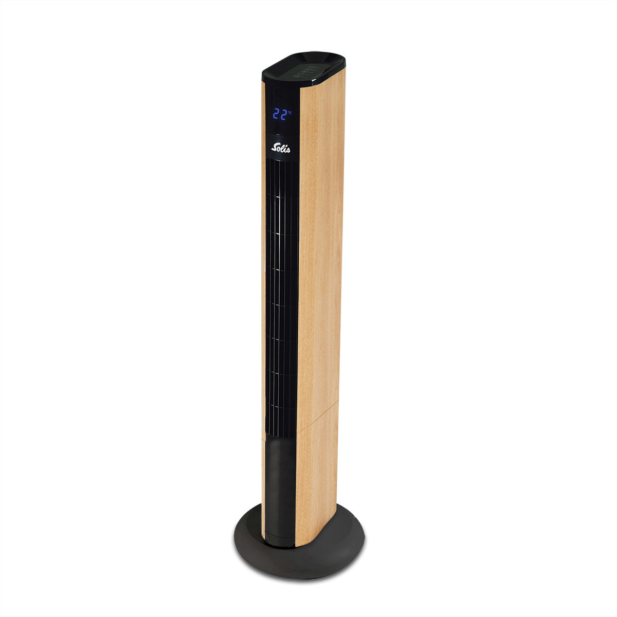 Solis Turmventilator Easy Breezy 757 – 50 W, 3 Stufen, oszillierend, Timer, Fernbedienung, 44,8 dB, Holz