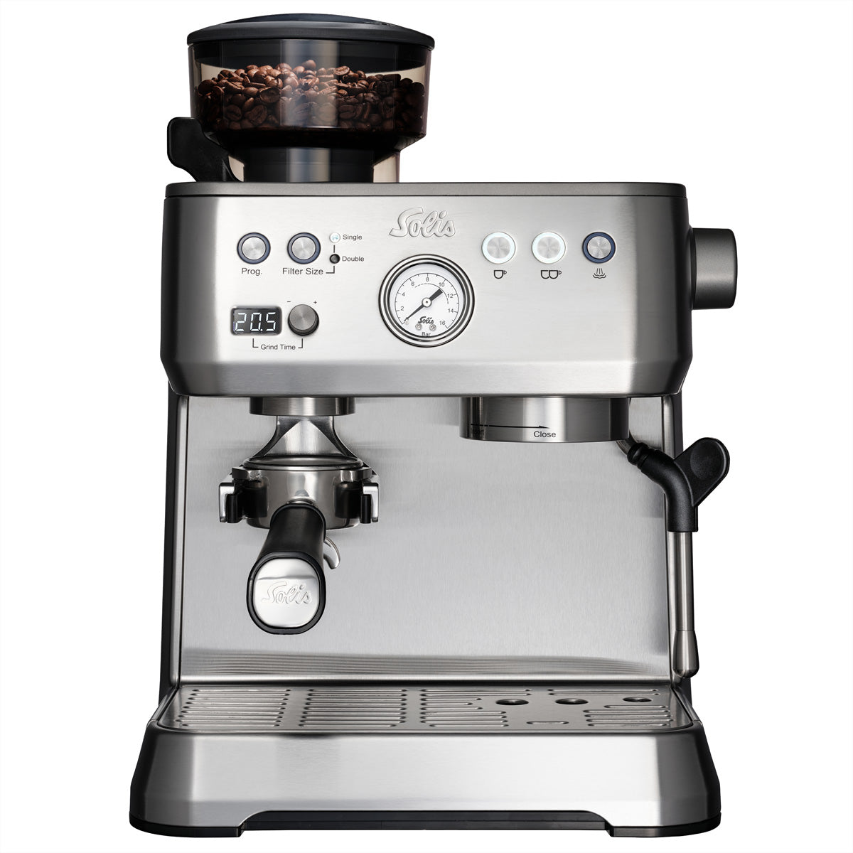 Solis Perfetta 1019 Kaffeevollautomat – 2,6 l, 16 bar, Milchaufschäumer, Silber