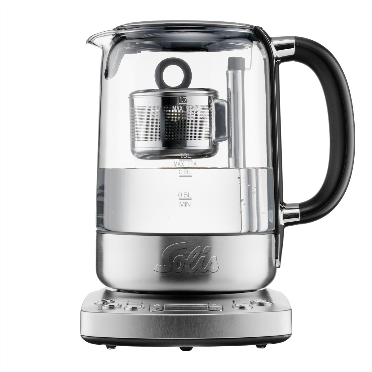 Solis 5518 – Tee- & Wasserkocher, 1,7 l, 2200 W, Edelstahl, Silber, Warmhalten, LCD-Display