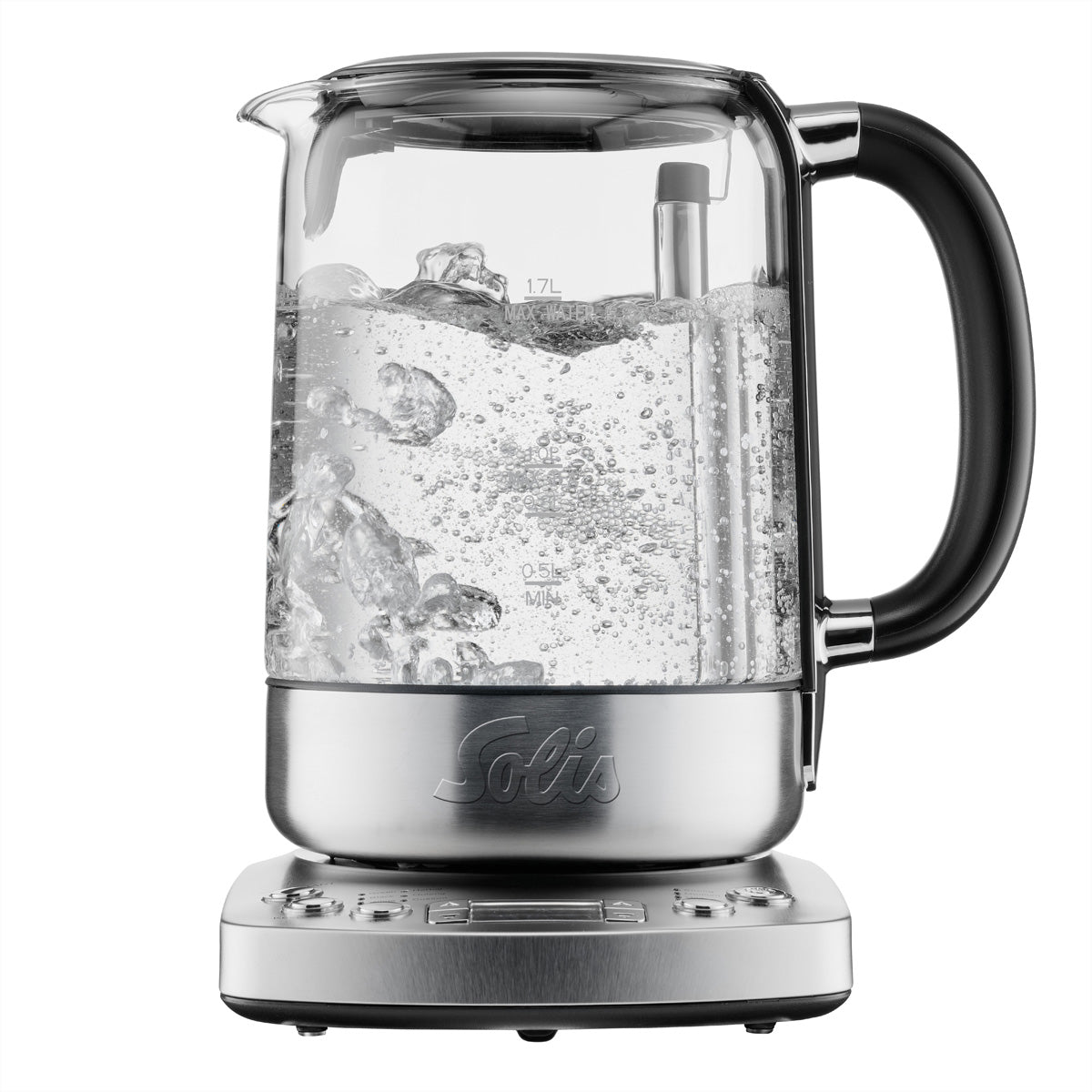 Solis 5518 – Tee- & Wasserkocher, 1,7 l, 2200 W, Edelstahl, Silber, Warmhalten, LCD-Display
