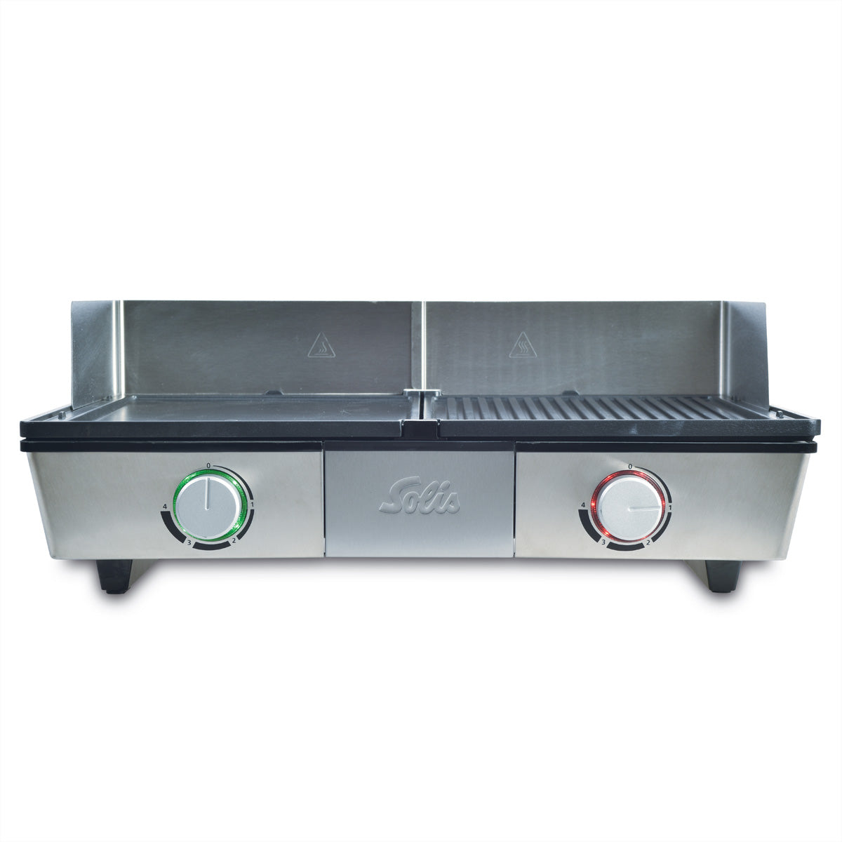 Solis Tischgrill Deli 7951 – 20 × 32 cm Grillfläche, 2 Zonen, 2200 W – Edelstahl