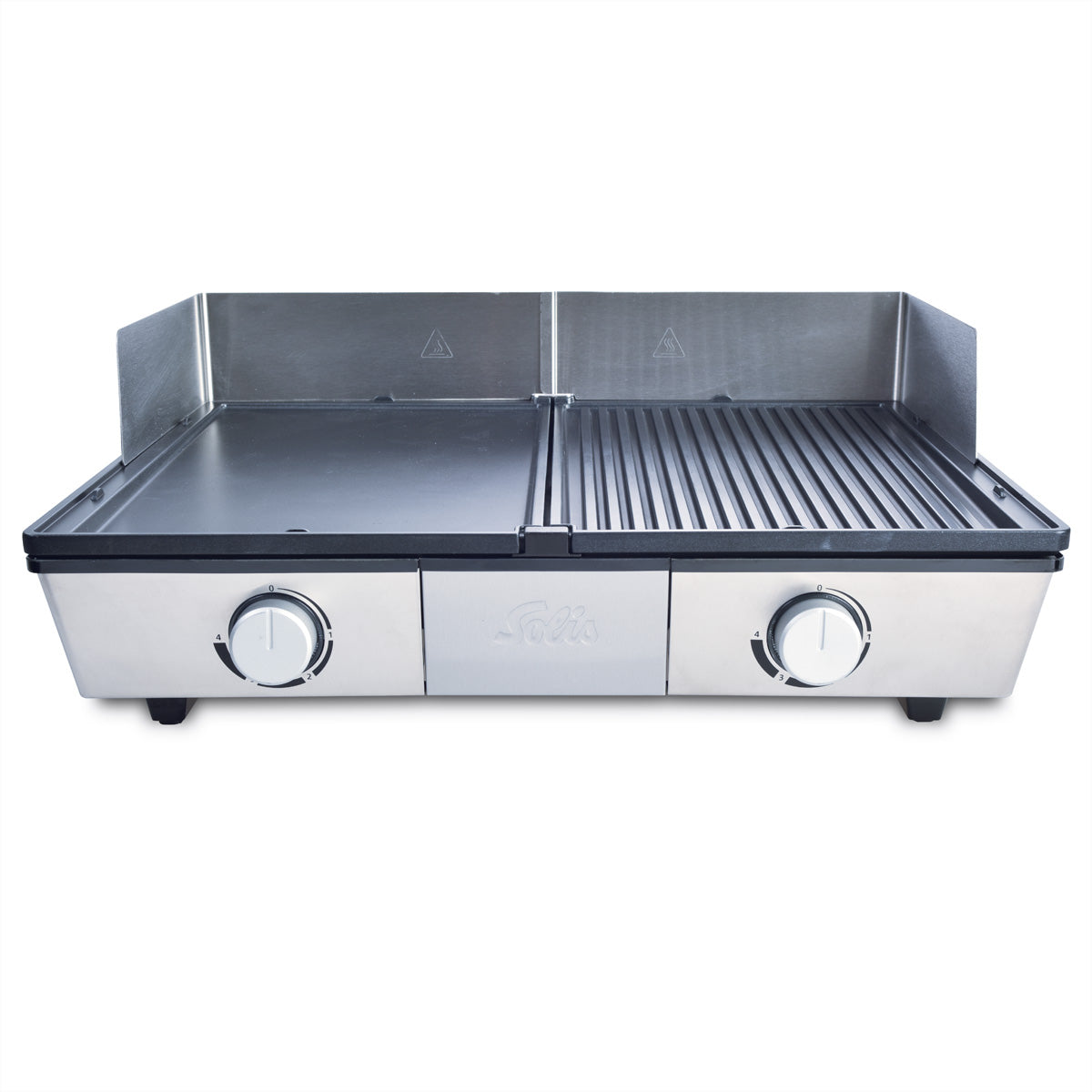 Solis Tischgrill Deli 7951 – 20 × 32 cm Grillfläche, 2 Zonen, 2200 W – Edelstahl