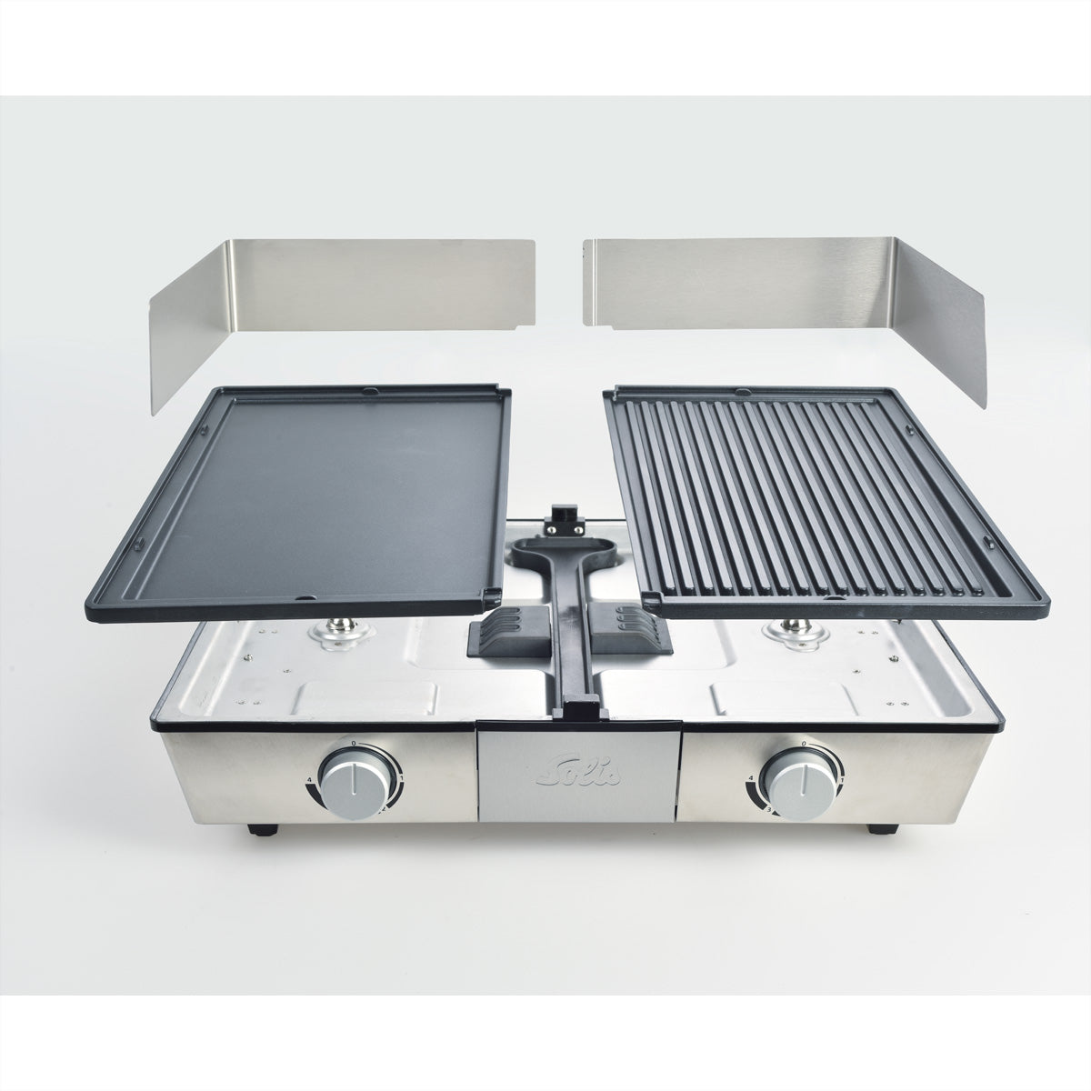 Solis Tischgrill Deli 7951 – 20 × 32 cm Grillfläche, 2 Zonen, 2200 W – Edelstahl