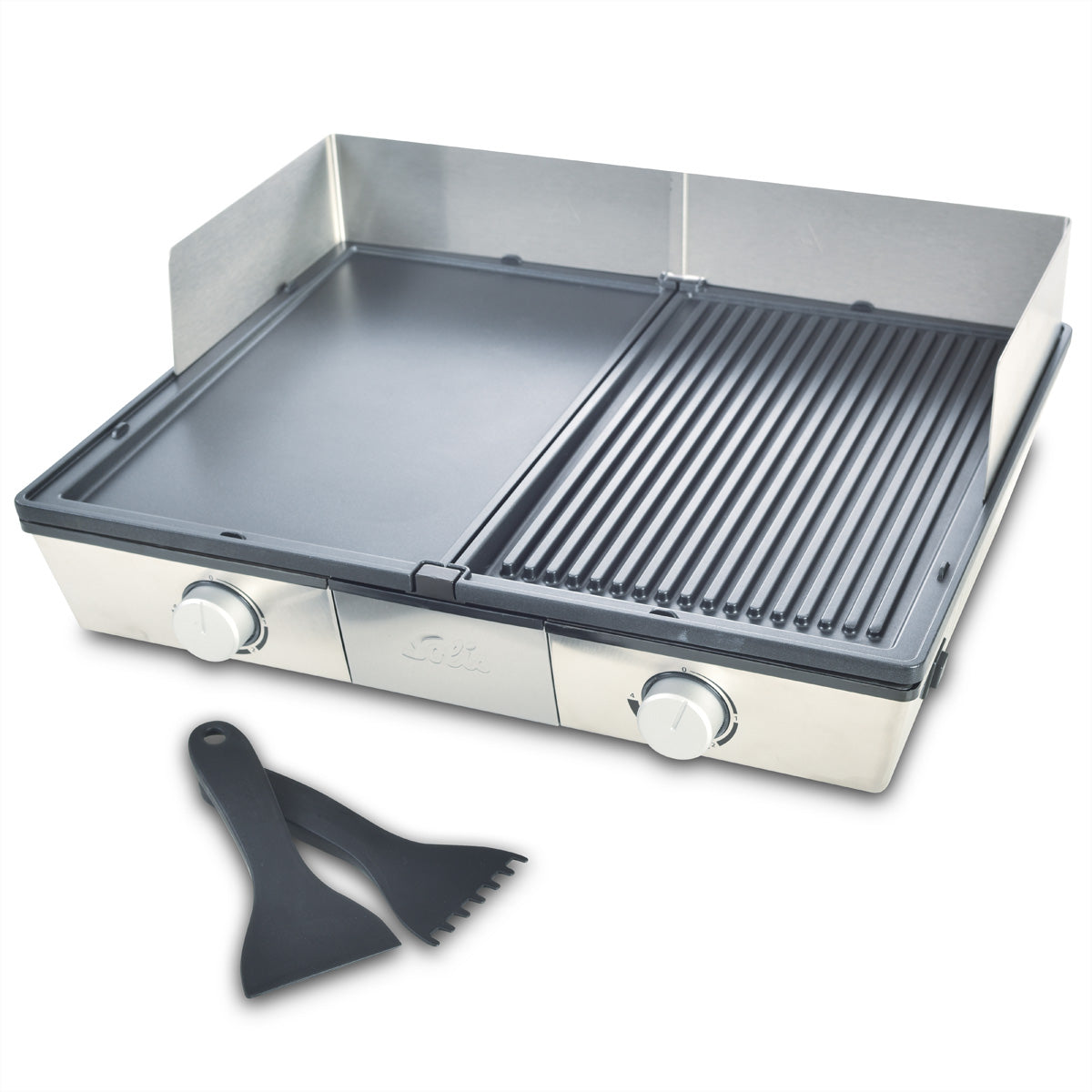 Solis Tischgrill Deli 7951 – 20 × 32 cm Grillfläche, 2 Zonen, 2200 W – Edelstahl