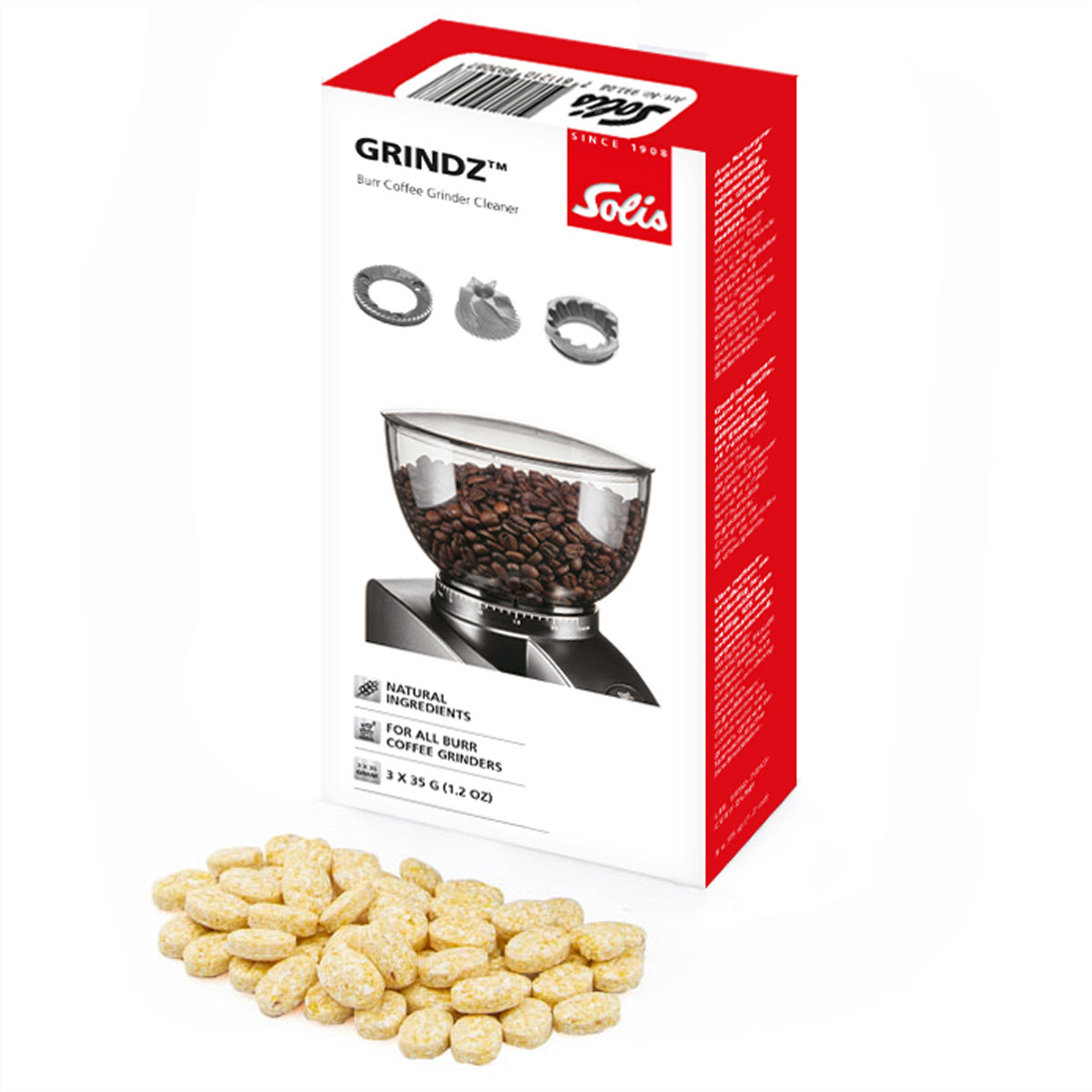 Solis Grindz Kaffeemahlwerkreiniger – für Kaffeemühlen (ausser Vollautomaten), 3 Beutel