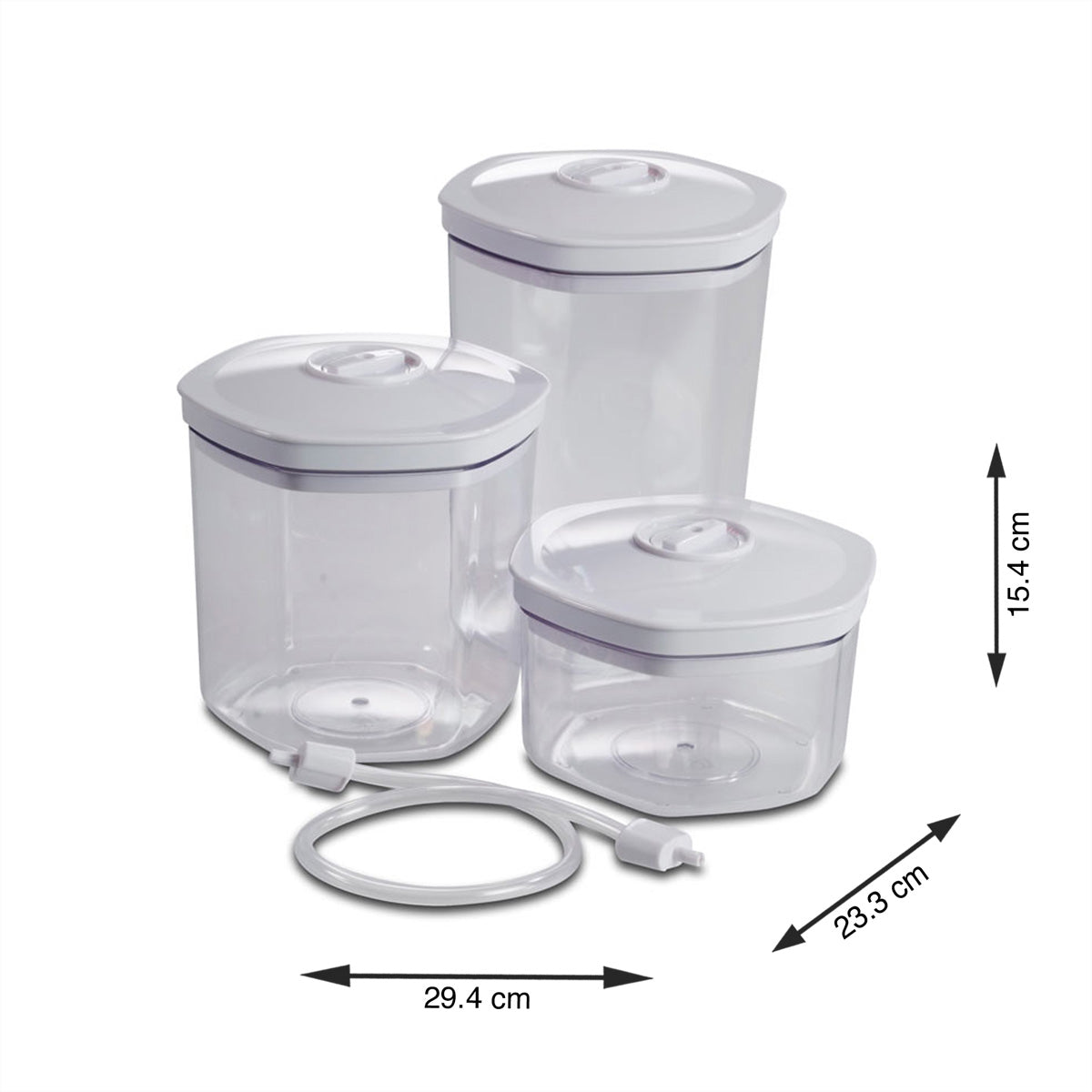 Solis Vakuumierbehälter – sechseckig – 700 ml, 1,4 l, 2 l – 3 Stk. – Transparent, Weiss