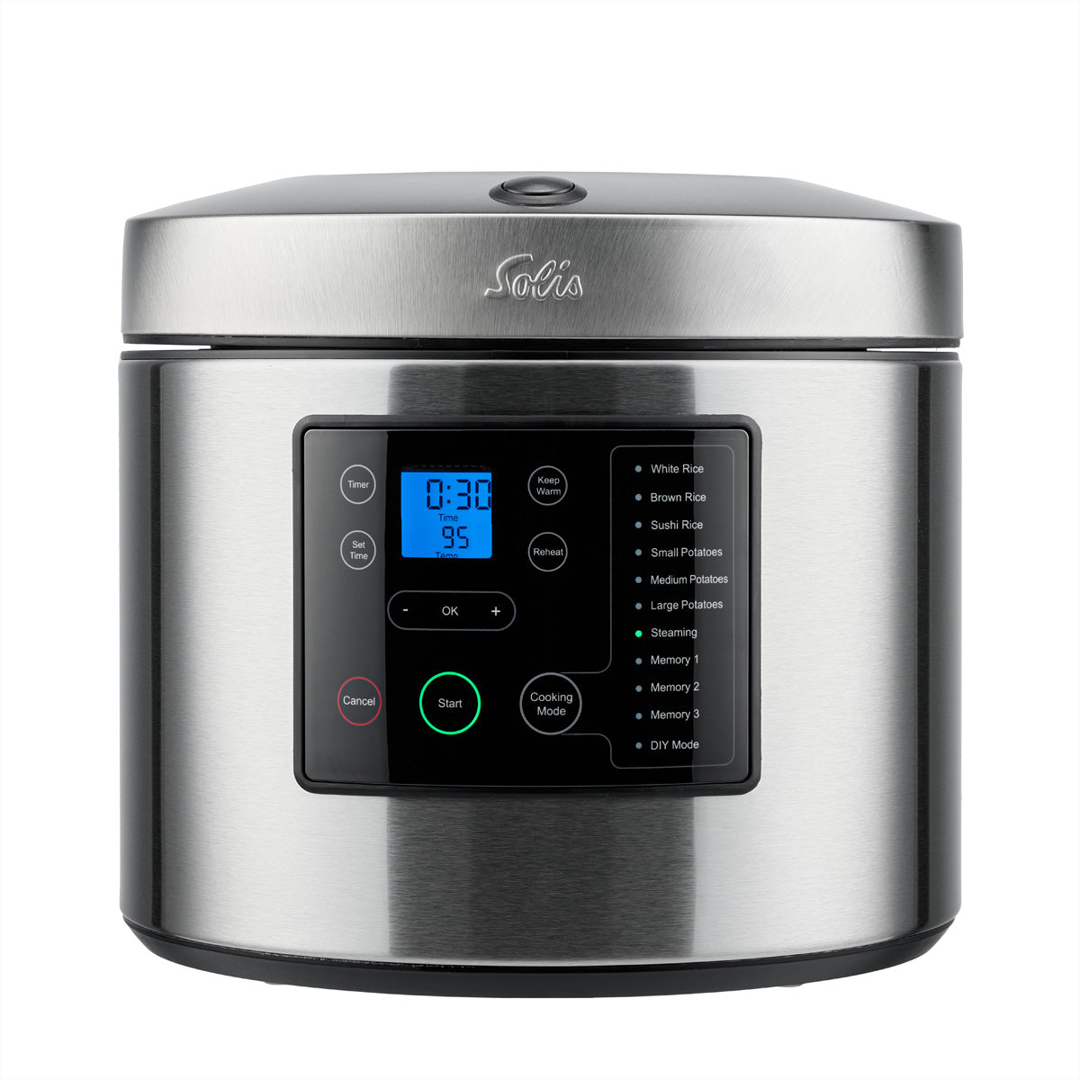 Solis Reiskocher 8161 – 5 l, 860 W, Warmhaltefunktion – silber/edelstahl