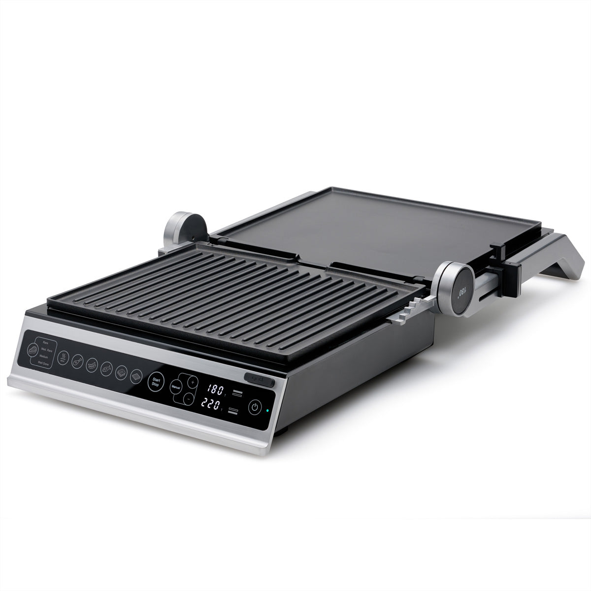 Solis Kontaktgrill Pro 7953 – 28 × 25 cm, 2000 W, spülmaschinenfeste Platten – schwarz/edelstahl