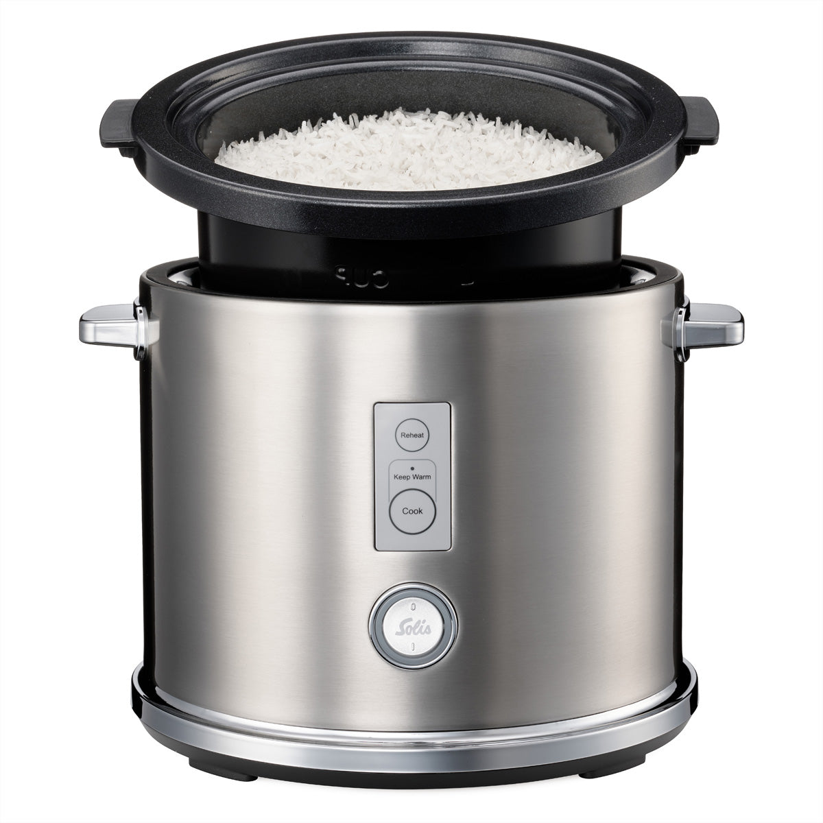 Solis Reiskocher Typ 8162 – 1,2 l, 650 W – Warmhaltefunktion – Grau/Edelstahl