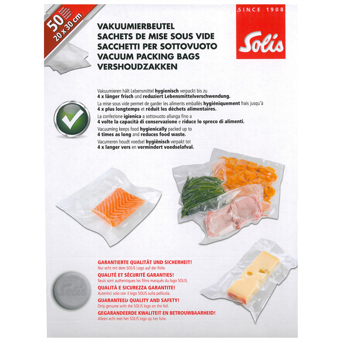 Solis Vakuumierbeutel (Stehend) – 22 × 35 × 14 cm, 50 Beutel