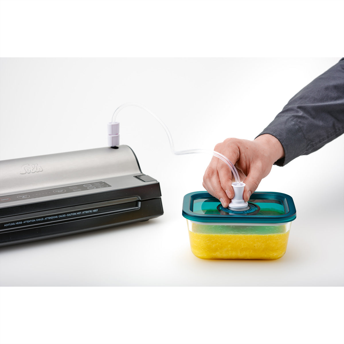 Solis Vakuumiercontainer – 700 ml, Borosilikatglas, Grün/Transparent, für Vakuumiergeräte