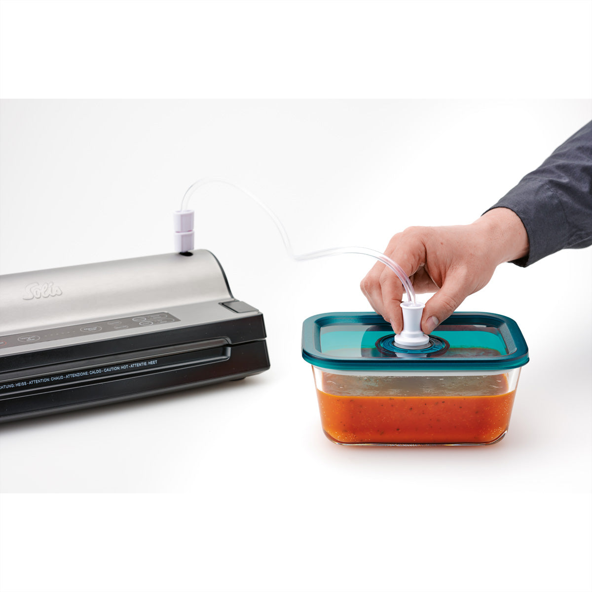 Solis Vakuumiercontainer – 1,3 l, 20 × 14 × 9 cm, für Vac Stick und andere Vakuumgeräte