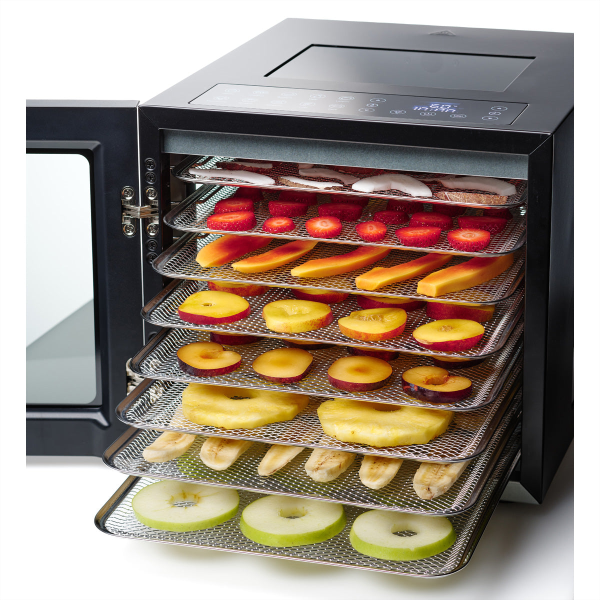 Solis Dörrgerät VitaDry SEV – 8 Edelstahlschalen, 850 W, 48 h Timer – schwarz