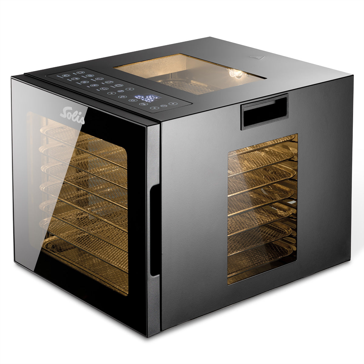 Solis Dörrgerät VitaDry SEV – 8 Edelstahlschalen, 850 W, 48 h Timer – schwarz