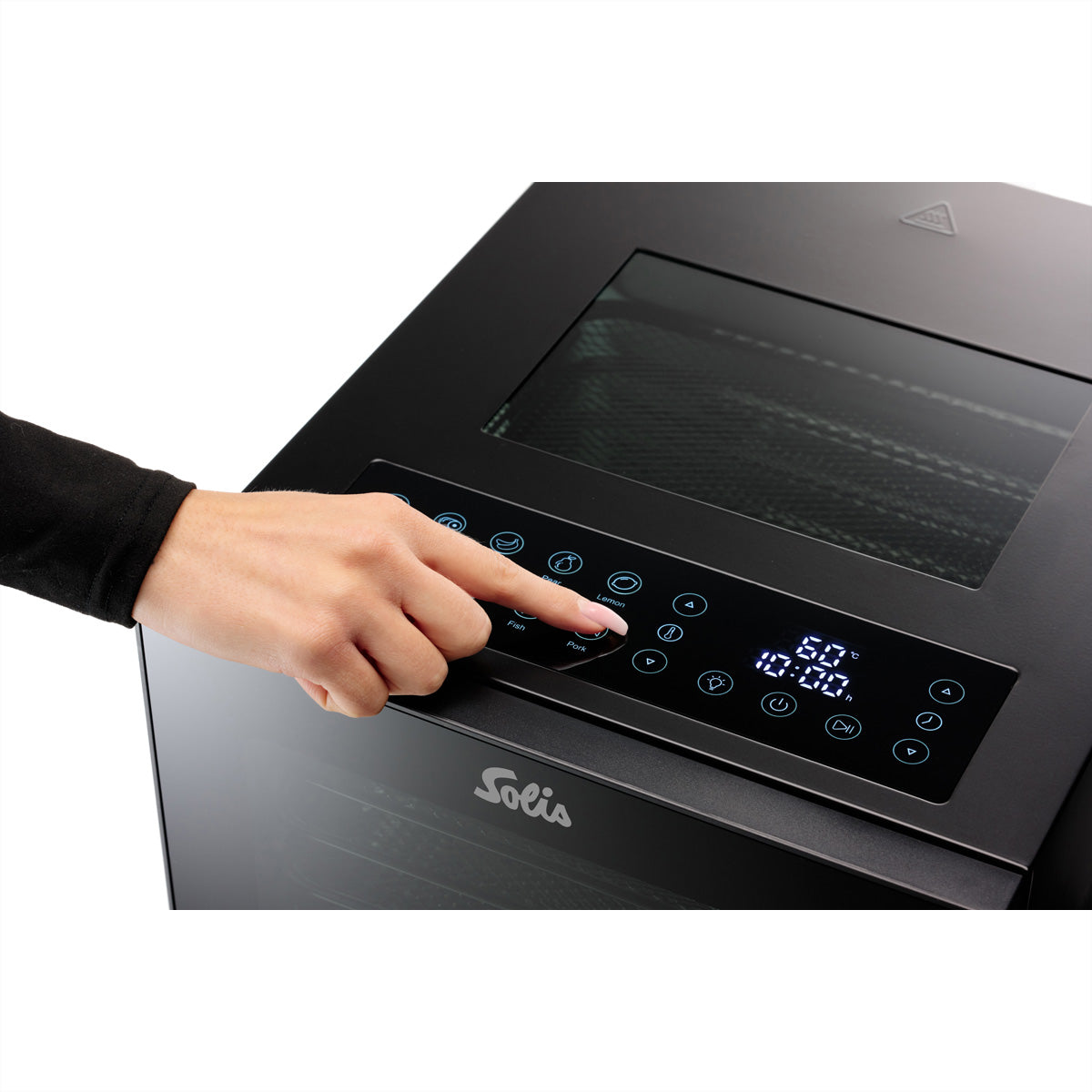 Solis Dörrgerät VitaDry SEV – 8 Edelstahlschalen, 850 W, 48 h Timer – schwarz