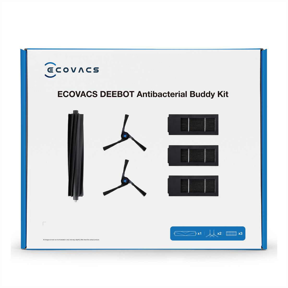 Ecovacs Ersatzset – 1 Hauptbürste, 2 Seitenbürsten, 3 Feinstaubfilter – für DEEBOT X2 OMNI/X2 COMBO