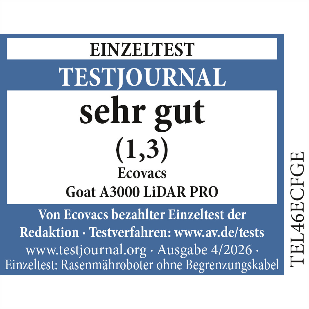 Ecovacs GOAT A3000 LiDAR Pro – Mähroboter – 3000 m², 33 cm Schnittbreite, 70 min Ladezeit