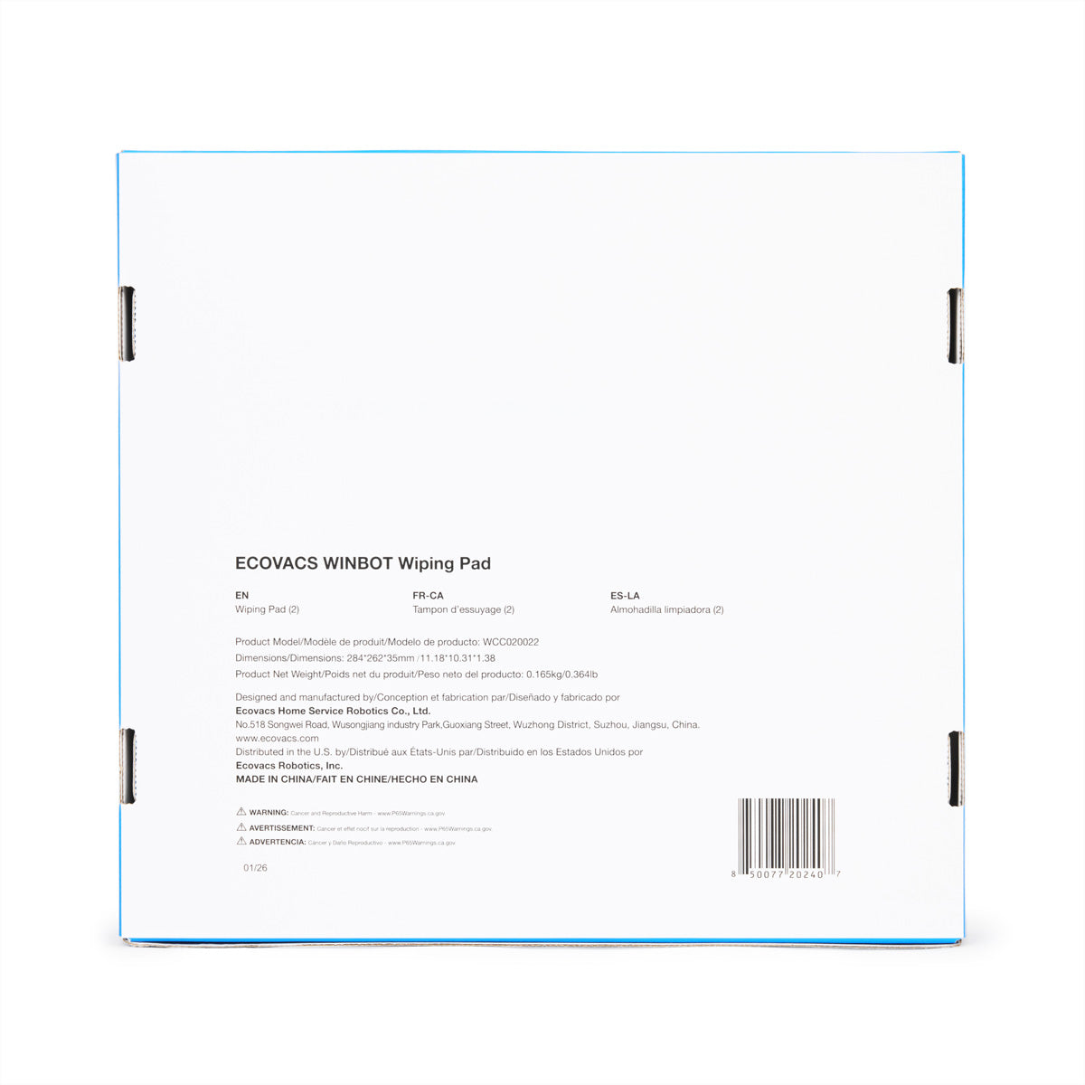Ecovacs Mikrofaser-Reinigungspads – für Winbot W3 OMNI – 25,4 × 26,7 cm – 2 Stk.