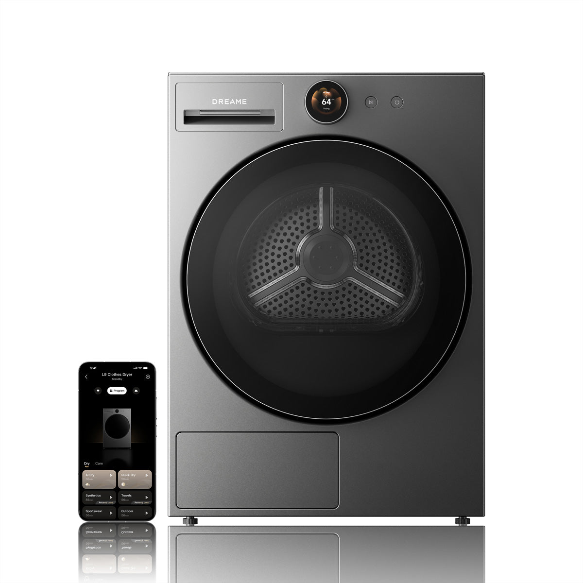 Dreame Wäschetrockner DWD09L90TAEU, 9 kg, Energieeffizienzklasse B – Grau, Metall