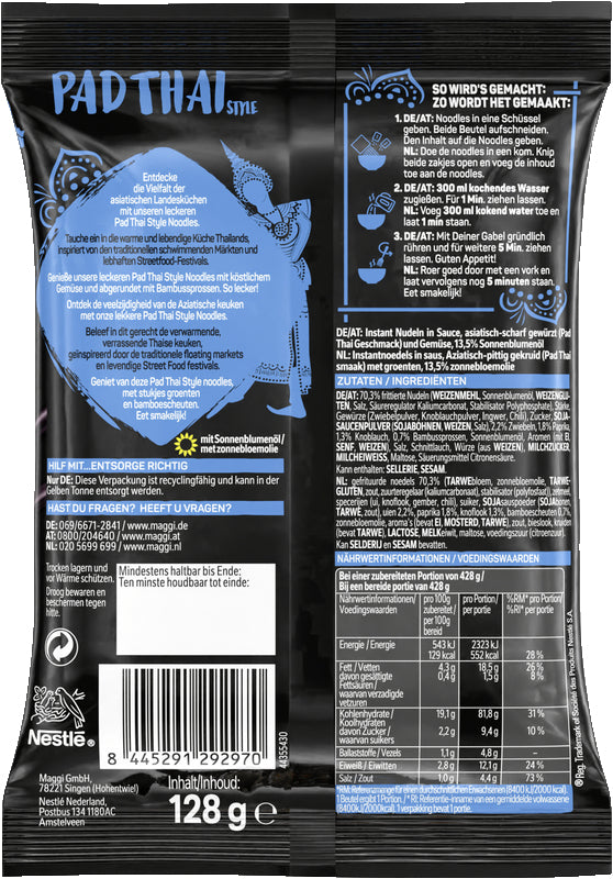 Maggi Magic Asia, Gebratene Instantnudeln, Pad Thai, Beutel – 128 g