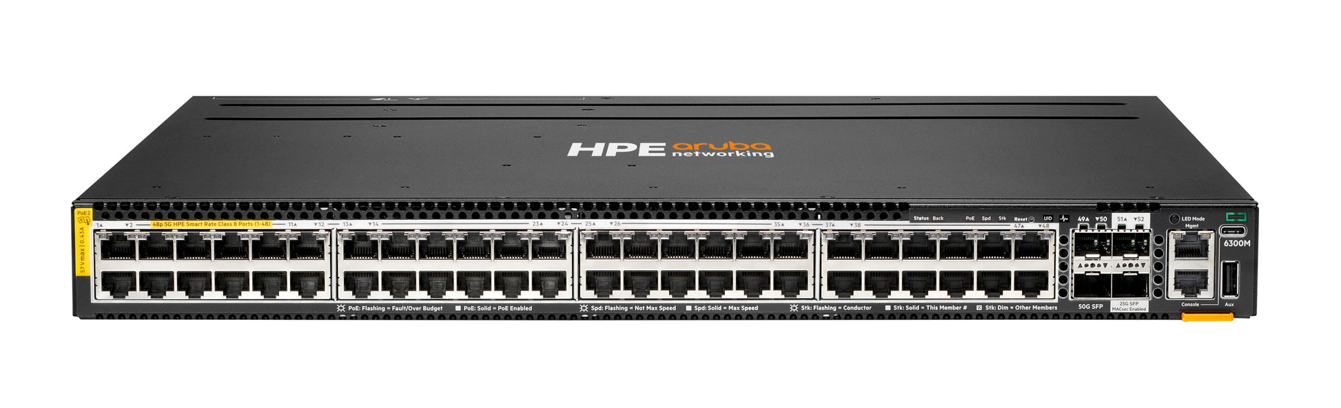 HPE Aruba CX 6300M 48p – Managed Switch – 48×5G, 8×SFP, PoE++, 1U