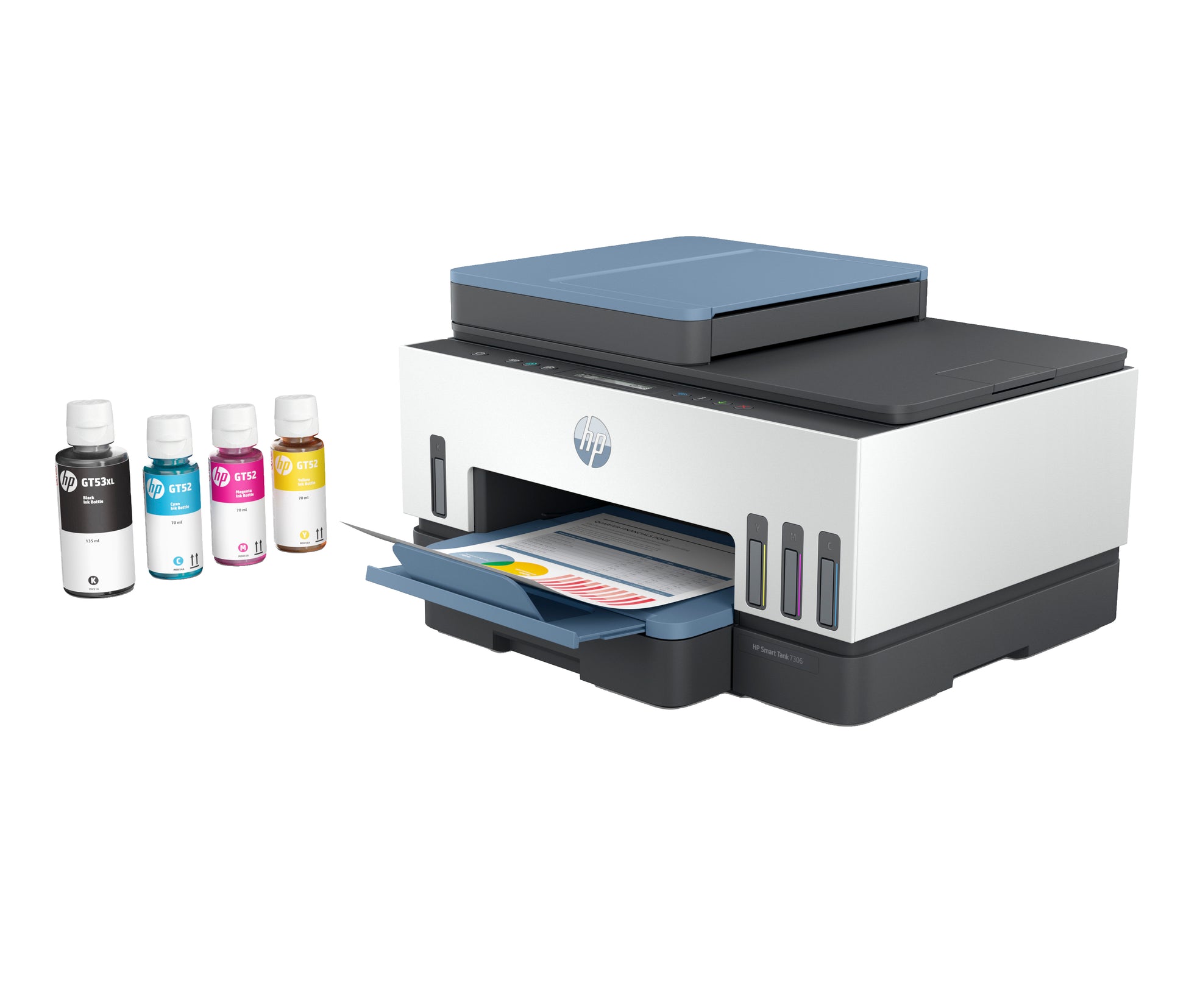HP Smart Tank 7306 – Farbtintenstrahl-Multifunktionsdrucker, A4, 3-in-1, Duplex, ADF, WLAN/LAN