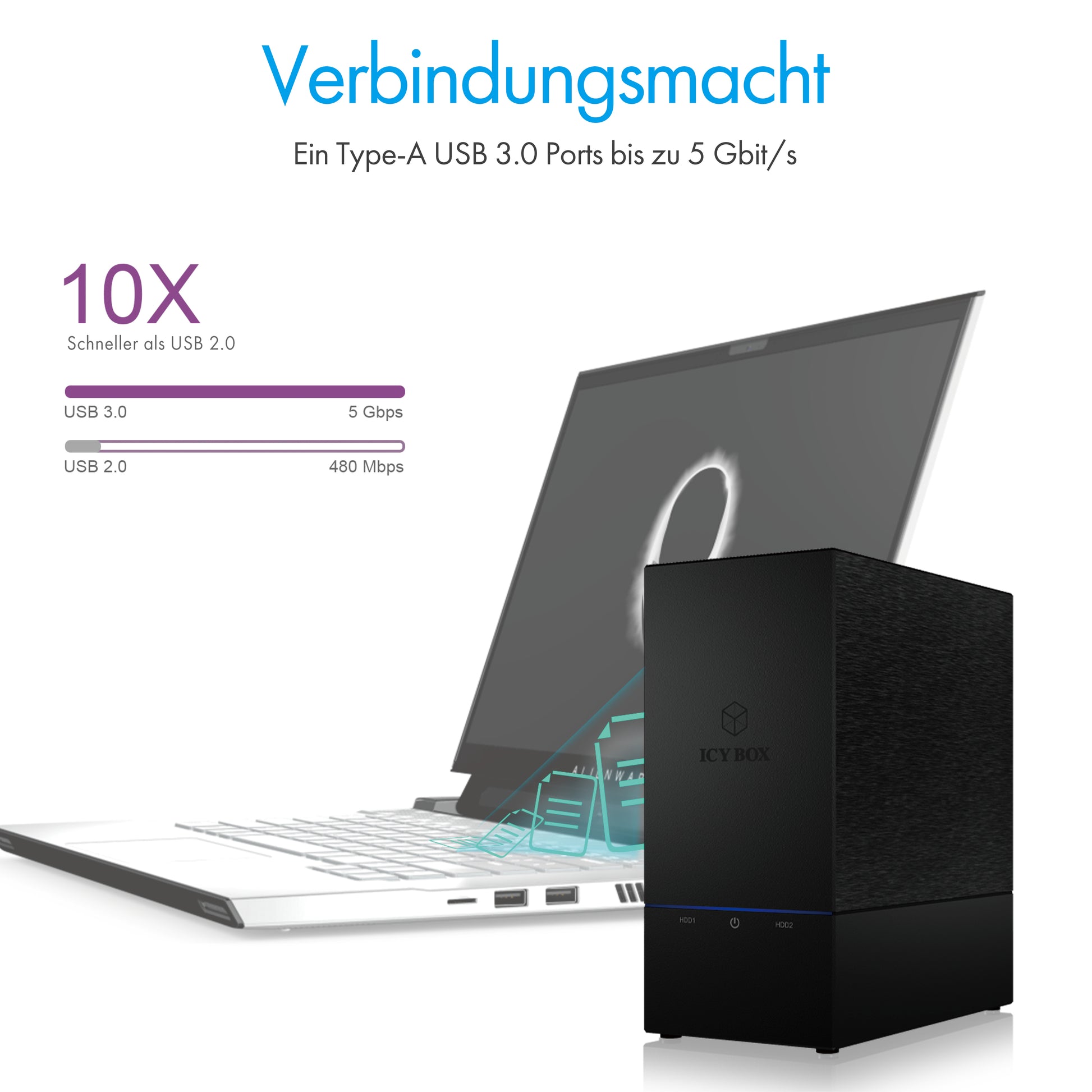 ICY BOX IB-RD3621U3 – 2-Bay Desktop Gehäuse – USB 3.0, für 3,5" HDD, SATA