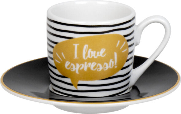 Könitz Porzellan Könitz Espressotasse Love – 4er Set, 85 ml, Porzellan, Weiss, spülmaschinenfest, mikrowellengeeignet