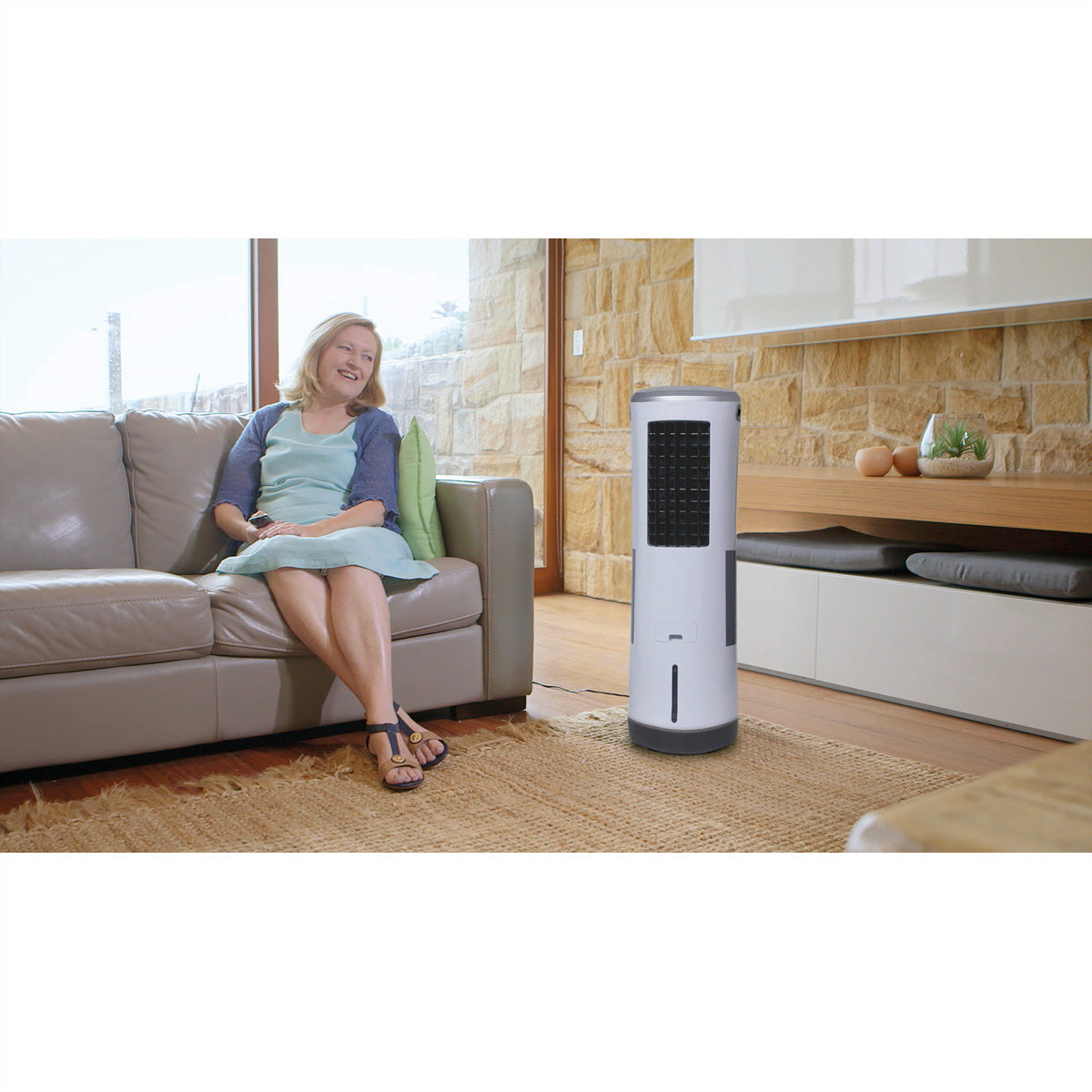 Livington InstaChill Luftkühler – 96,5 cm, 3 Stufen, oszillierend, Timer, Fernbedienung, Weiss