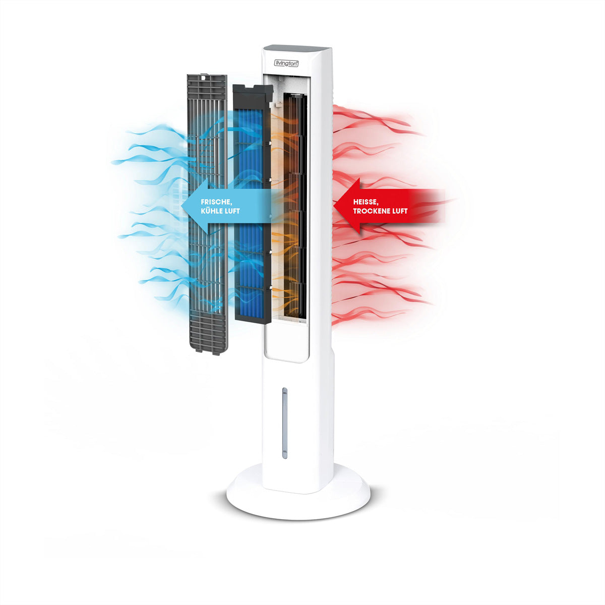 Livington Turmventilator ChillTower – 3 Stufen, oszillierend, Timer, 60 dB, Weiss