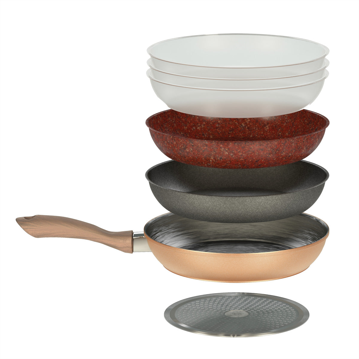 Livington Fonduepfanne Copper & Stone – Ø 24 cm, Aluminium/Stahl, Stein-Beschichtung/Antihaftbeschichtung