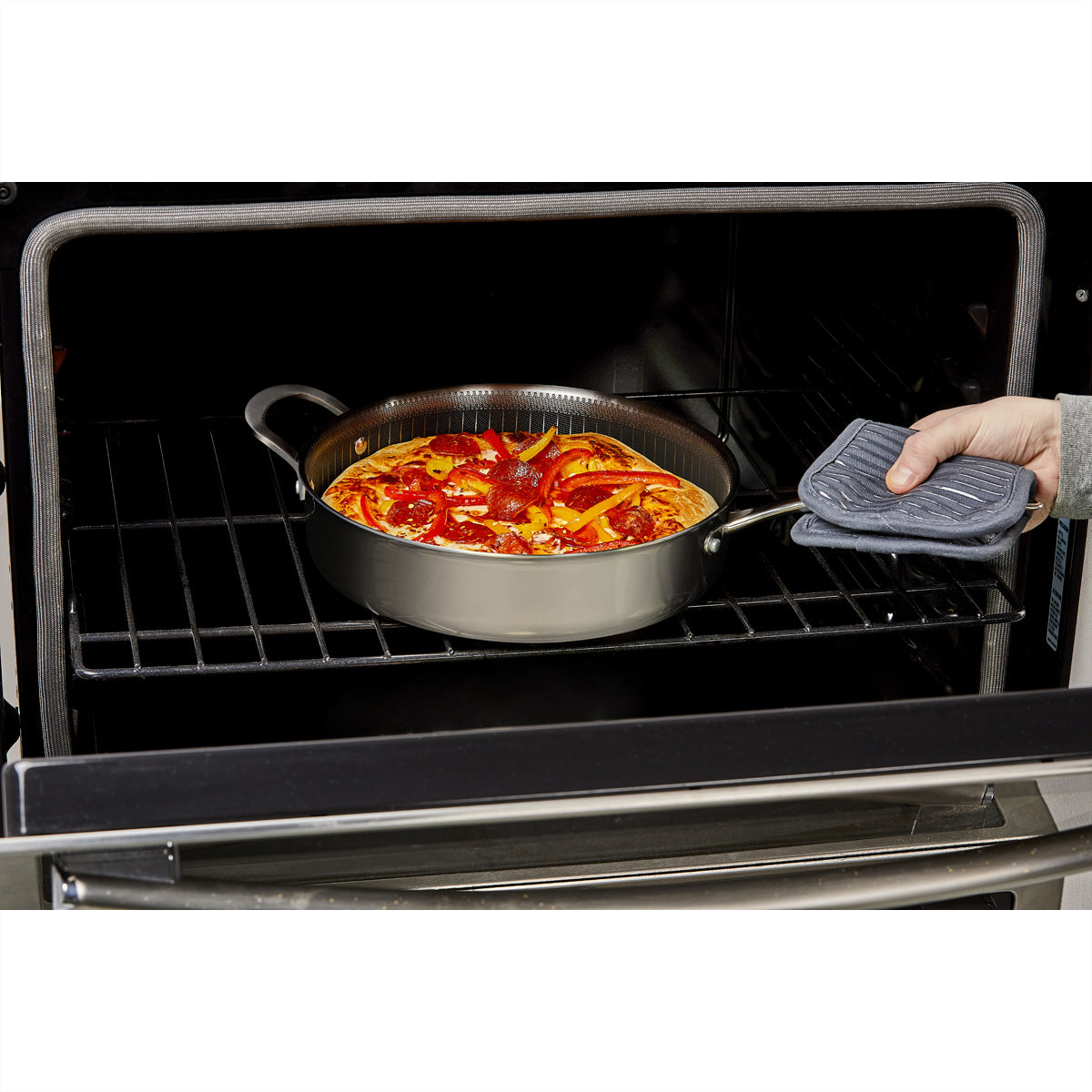 Livington Fonduepfanne – Ø 31 cm, Edelstahl, Antihaftbeschichtung, für Induktion, Glaskeramik, Backofen