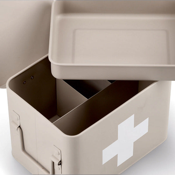 Zeller Present Aufbewahrungsbox (mit Deckel) – Metall – Beige/Weiss – 160 × 160 × 215 mm