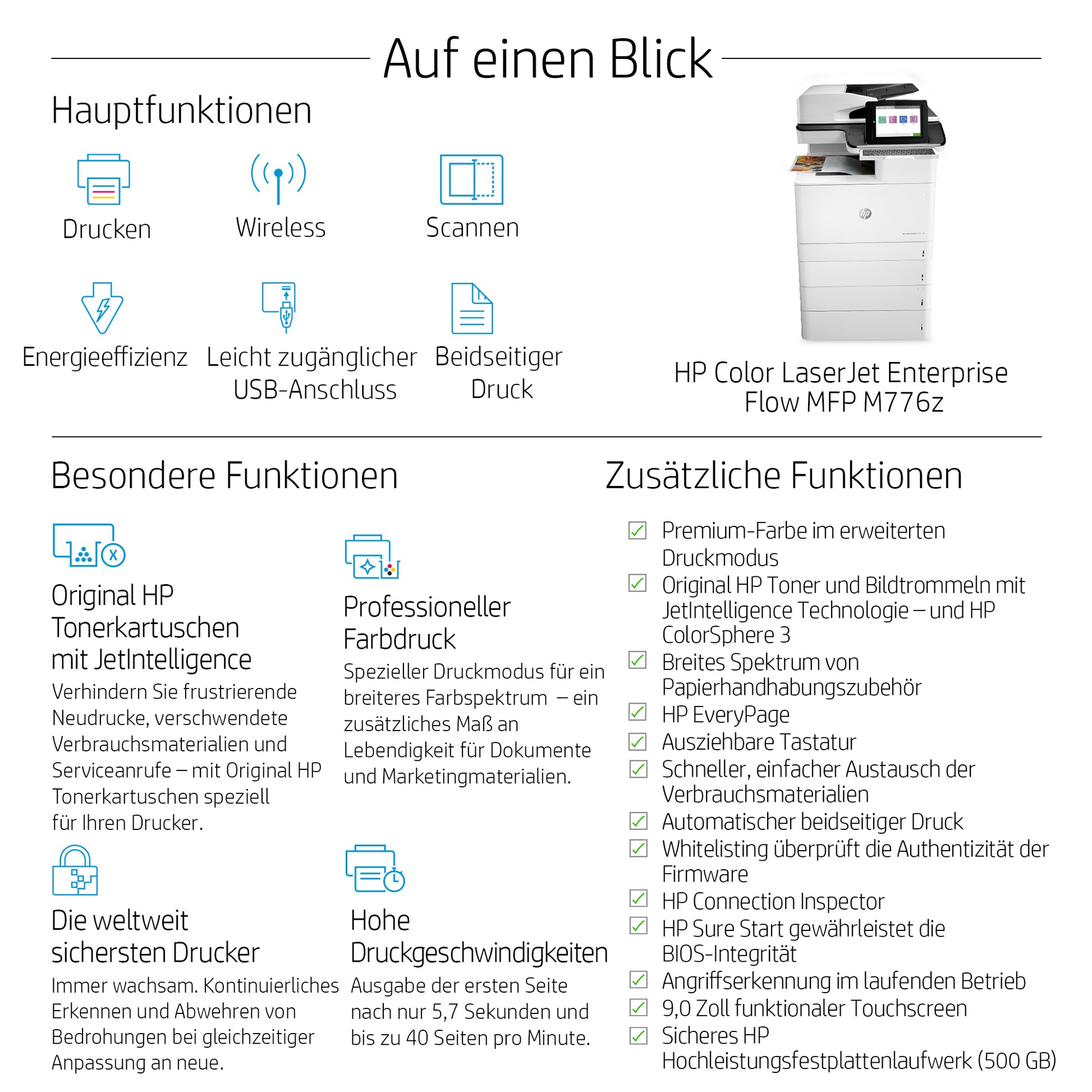 HP ENT FLOW M776Z – Farbiges Laser-MFP