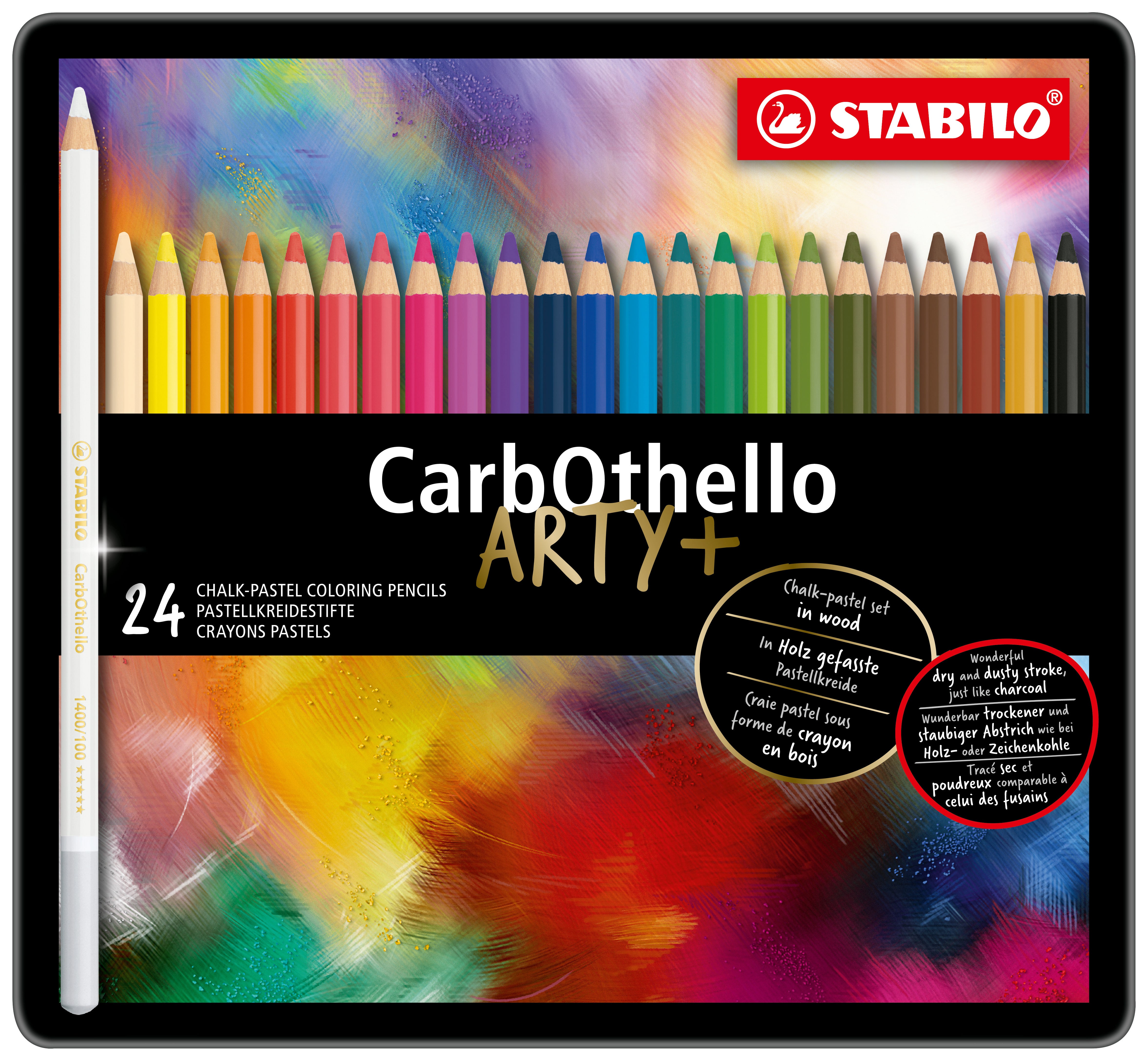STABILO CarbOthello Buntstifte – Minen‑Ø 4,4 mm, 24 Farben, in Metallschachtel