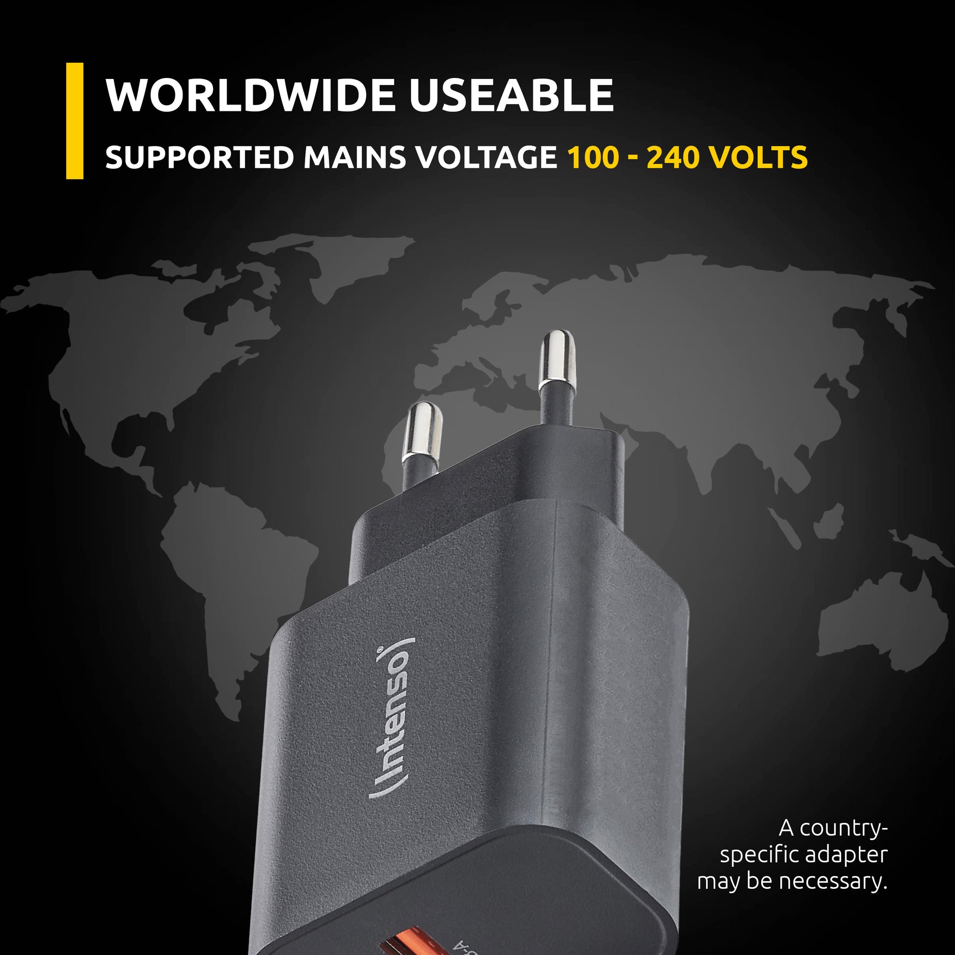 Intenso W30AC USB-Ladegerät 30 W – USB-C×1, USB-A×1 – Schwarz