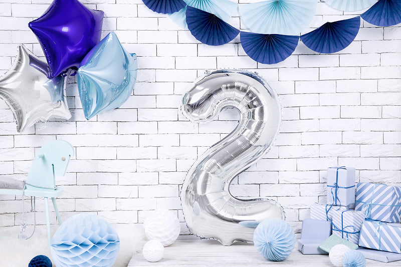 PartyDeco Folienballon Zahl 2 – Silber – 86 cm – Folie – 1 Stück