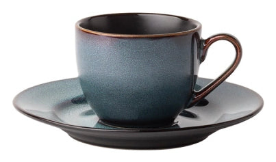 Lunasol Espressotasse – 8-teiliges Set, 90 ml, Ø 12,5 cm, Steingut, Dunkelblau, spülmaschinenfest