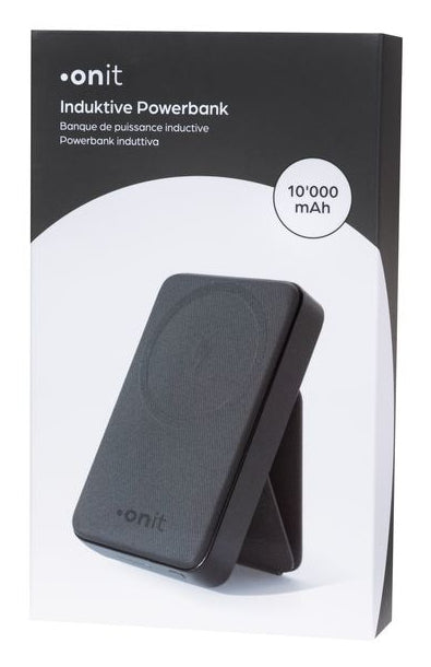 ONIT Powerbank 10000mAh Induktiv – 20 W Power Delivery, Schwarz