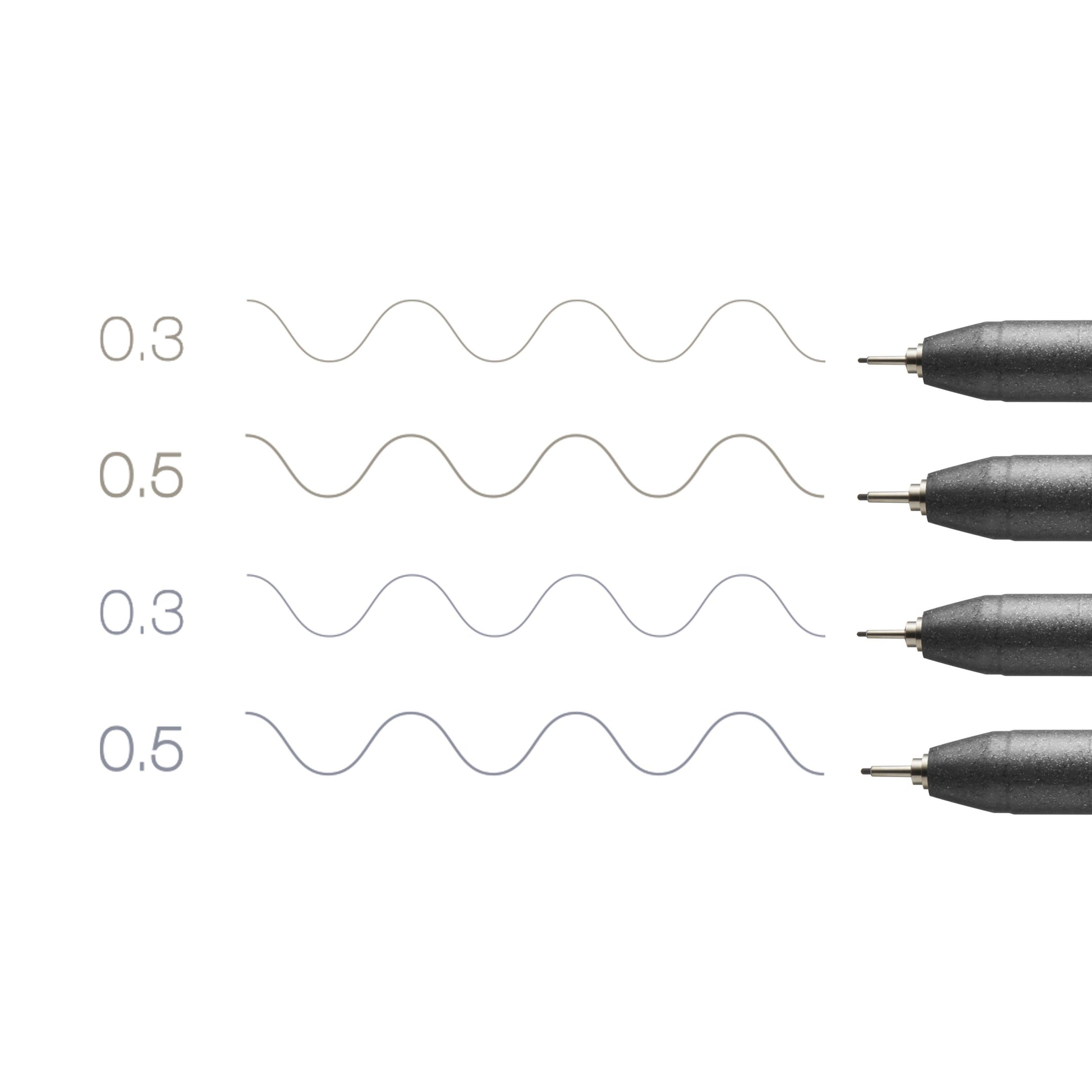 Copic Multiliner Fineliner Set – 4 Stk., 0,3–0,5 mm, 2 Farben, wasserfest