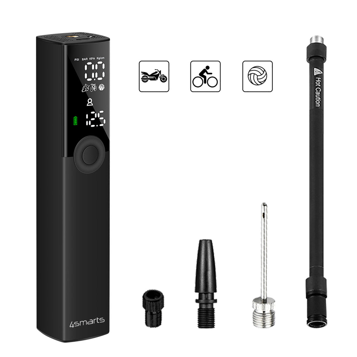4smarts Elektrische Mini-Luftpumpe – 41 g, 19 cm, Schwarz
